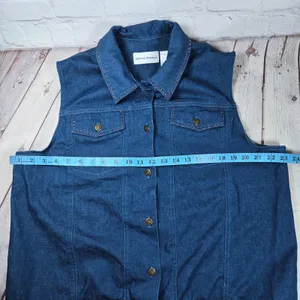 Alfred Dunner Womens Blue Denim Vest‎ Floral Embroidered Beaded Size 14 Indigo thumbnail 9