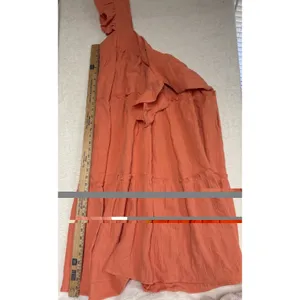 Entro Flutter Sleeve V-Neck Tiered Mini Dress Cotton Orange‎ Women's Size Large thumbnail 2