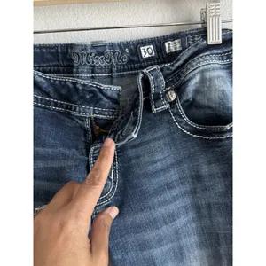 Miss Me Mid Rise Easy Bootcut Jeans 30 Blue Thick Stitch Bling Western Y2K Boho thumbnail 6