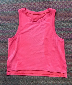 LULULEMON Hot Pink Athletic CROP Tank Top LASER MESH thumbnail 1
