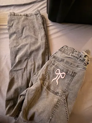 Pink Bow Jeans Gray thumbnail 1