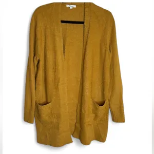 89th Madison Long Open Front Cardigan Sweater w front pockets Size L. Mustard thumbnail 5