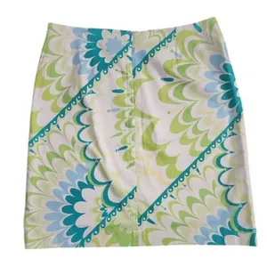 Melly M A-Line‎ Mini Skirt Womens 6 Green Blue Psychedelic Floral Retro thumbnail 7