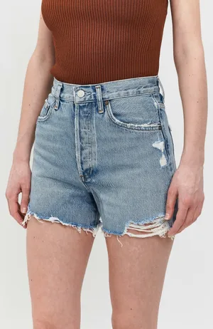 AGOLDE Dee Vintage High Rise Shorts Medium Wash Distressed Size 27 100% Cotton thumbnail 1