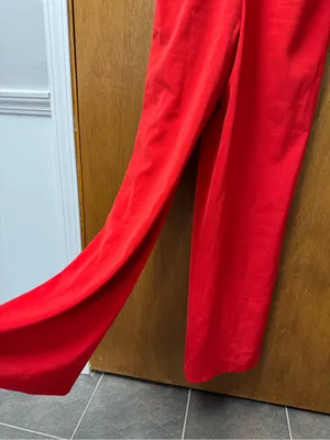 House of CB Leilah Sleeveless Plunge Jumpsuit Wide Leg Red Medium Glam Romantic thumbnail 9