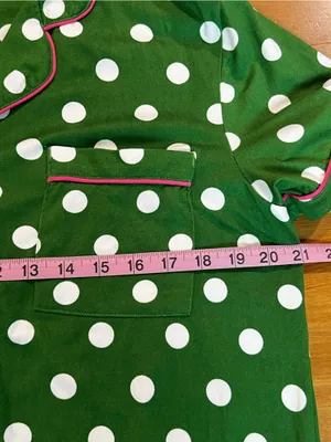 Kate Spade New York Green White Pink Polka Dot Butter Soft Pajama Top thumbnail 4