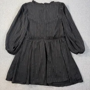 Lulus Forever In My Heart Black Striped Balloon Sleeve Mini Dress Women's Medium thumbnail 8
