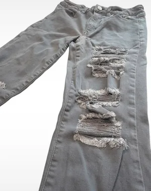 American Eagle Grey Distressed Skinny Jeans Super Stretch X Size 6 Regular thumbnail 3