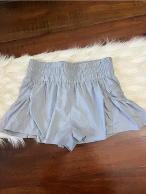 Free People Movement Get Your Flirt On Shorts Small Blue Gray Lined Pockets thumbnail 2