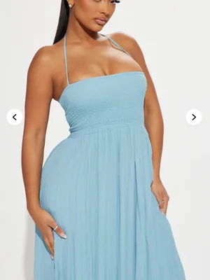 Hayley Halter Smocked Backless Maxi Dress - Blue thumbnail 5