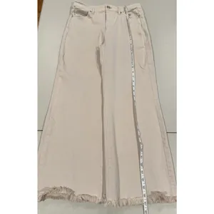 Spartina 449 Raw Hem Flare Jeans Womens 4 Cream Cotton Stretch Travel Vacation thumbnail 4