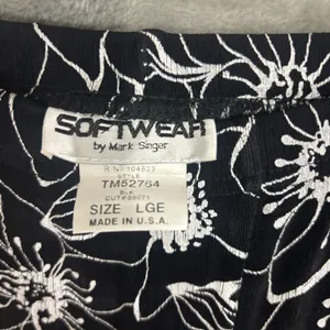 Vtg Softwear by Mark Singer Pants Women L Black Floral Wide Leg Cropped USA Y2K thumbnail 4