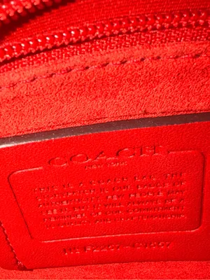 Authentic Coach Marlie Top Handle Satchel in vibrant true red pebbled leather thumbnail 9