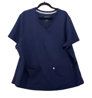 Fabletics Womens Scrub Top Size 2x Performance Navy Medical Nurse Doctor thumbnail 1