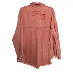 POL Sweet Talker Shacket Rusty Pink Distressed Oversized SMT1165D Size Medium thumbnail 5