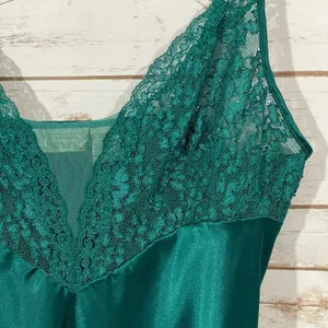 Victoria’s Secret Gold Label Lace Satin Gown - Green - Large thumbnail 7