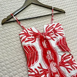 NWOT FARM RIO White Red Ainika Shell Maxi Dress Size M Linen Blend thumbnail 10