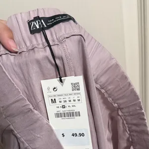 NWT Zara Lilac Crossover Asymmetric Cargo Pants Utility Pastel Minimalist Y2K thumbnail 5