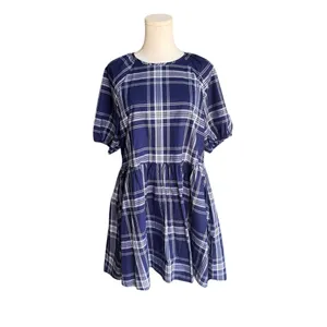 Hill House - Navy Plaid Cotton Mini Dress Sz S thumbnail 2