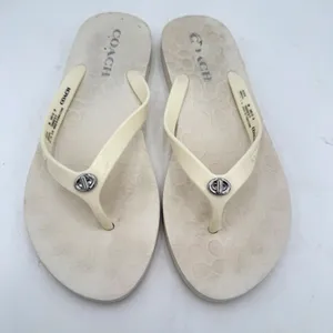 Coach Women's White Abbigail Flip Flop Thong Sandals Size 9 thumbnail 4