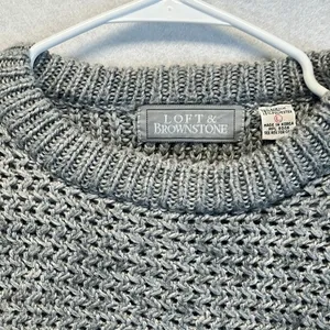 LOFT & BROWNSTONE Sweater Women's L Chunky Gray Crew Neck Pullover Knit‎ Wool thumbnail 4