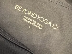 Beyond yoga Black Active Leggings with Laser-Cut Hem lattice size large thumbnail 2