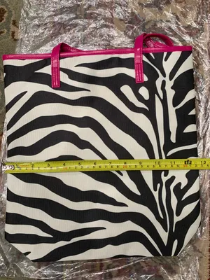 Zebra Print Tote Bag with Magenta Handles Lightweight Brand New thumbnail 7