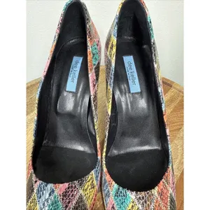 Dee Keller Pumps Multi Color Snake Skin Embossed Pointed Toe Italy Sz.40 Leather thumbnail 9