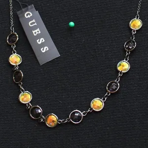 NWT Guess Womens Fashion Stone Pull Adjustable Necklace Black / Green thumbnail 1