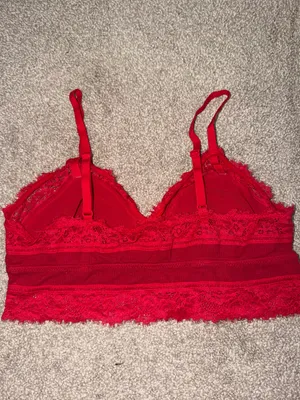 aerie Red Lace Bralette with Scalloped Trim thumbnail 2