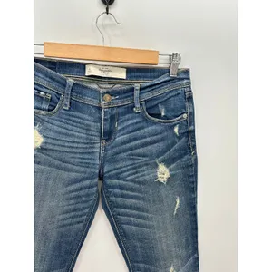 Abercrombie Women‎ Perfect Stretch Straight Leg Denim Jeans Raw Hem Size 4 thumbnail 4