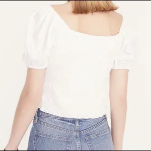 J.Crew Smocked Broken-In Jersey Cropped Top L Puff Sleeve Peasant Cottagecore thumbnail 2