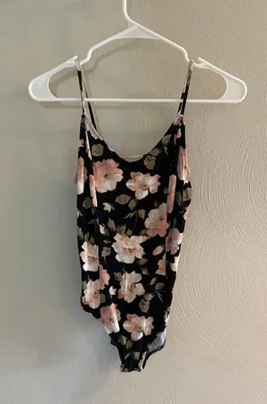 Soft & Sexy American Eagle Ribbed Floral Bodysuit thumbnail 1
