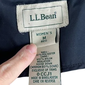 LL Bean Black and Pink Puffer Feather Down Puffer Full Zip Ski Winter Jacket M thumbnail 11
