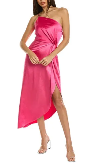 Revolve NWT OPT Ivy pink high knot asymetrical dress thumbnail 1
