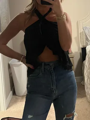 SheIn Black Cross Tie Top thumbnail 2