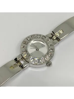 FMD silver tone women watch 22mm crystals quartz analog up to 7.5” running thumbnail 2