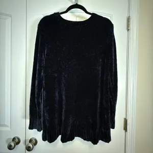 Orvis Womens Navy Blue Chenille Crew Neck Long Sleeve Soft Knit Sweater XL thumbnail 3