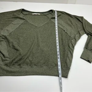 We The Free Free People Santa Clara Thermal Top Women's Size Small‎ Green thumbnail 10