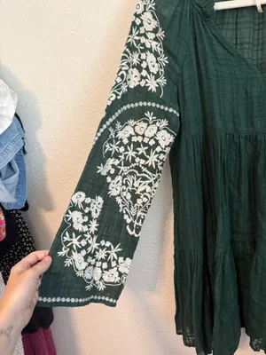 Free People Emerald City Embroidered Sleeve Dress thumbnail 7