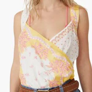 Free People Sweet Thing Mixed Print Cotton Bodysuit - Marigold Combo Size M thumbnail 4