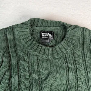 Eddie‎ Bauer Womens XS Forest Green 100% Cotton Cable Knit Crew Neck Sweater thumbnail 2