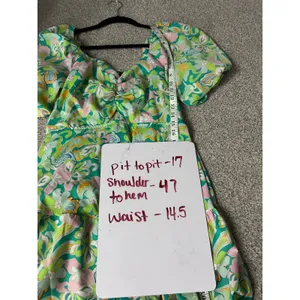 BTFBM Green Floral Puff Sleeve Cutout‎ Tiered Midi Dress Womens Large Retro Boho thumbnail 5