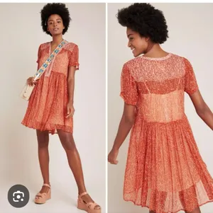 Maeve Anthropologie Adrian Sheer Tunic Dress‎ in dark orange. Size S. thumbnail 2