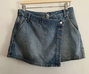 FREE PEOPLE | We The Free Wynne Wrap Asymmetrical Denim Mini Skirt | 29 thumbnail 1