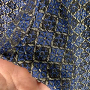 Free People Harley Pant Womens Large Jacquard Blue‎ Gold Geometric Drawstring thumbnail 3