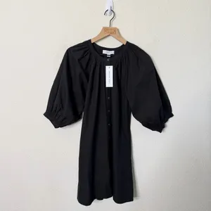 NWT Amour Vert Esther Organic Cotton‎ Poplin Dress Black Womens Size XS thumbnail 2