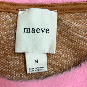 Maeve Anthropologie‎ Cozy Ringer Brown and Pink Fuzzy Sweatshirt Size Medium EUC thumbnail 8