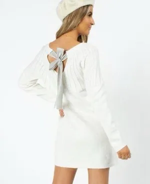 Blue Rain White Knit Sweater Dress thumbnail 1