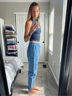Boohoo Tall Drawstring Denim Joggers thumbnail 3